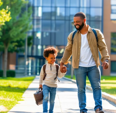 Parent during school visit.