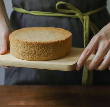 a cake recently taken out of the oven