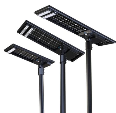 a solar powered street light with solar panels