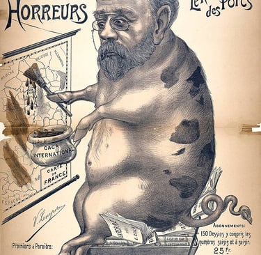 illustration satirique de Zola représenté en porc durant l'affaire Dreyfus