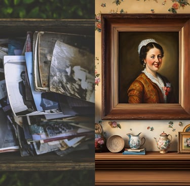 choisir entre des vieilles photos dans une caisse et un portrait traditionnel qui permet de cagrder 