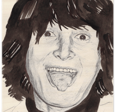 portrait de ma mère au stylo BIC imprimé sur bois brut FSC