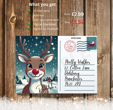 postcard from rudolph the red nosed reindeer