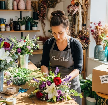 florist preparing same day flower orders