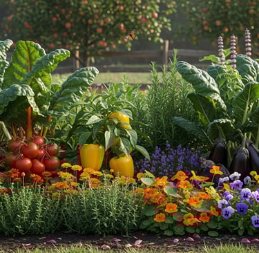 vegetable patch with edible flowers