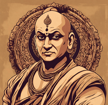 Illustration of Ancient Indian polymath Chanakya in vector art style, gazing ahead.