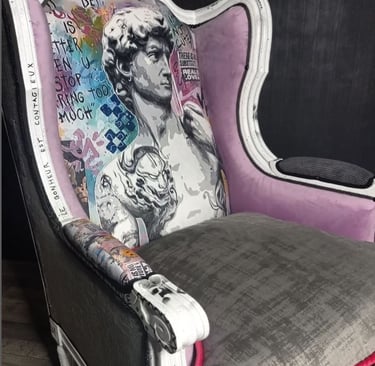 Fauteuil Bergère visuel du dossier David street art