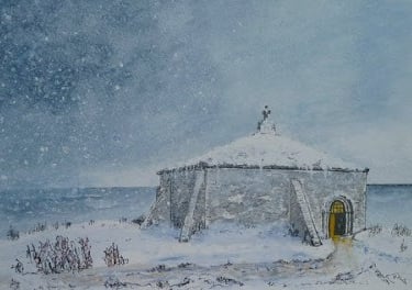 St Aldhelm's chapel, Dorset, in winter