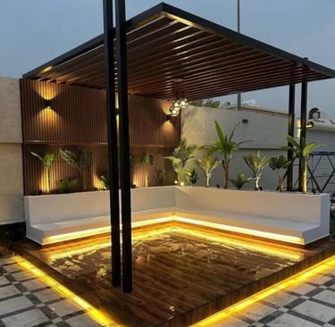 مظلات حديثة وجلسات خارجية بالقصيم