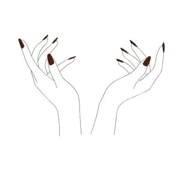 two hands holding a manicured hand with a nail polish