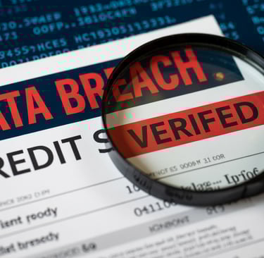 “Credit report on a desk under a magnifying glass with a blurred verified stamp, symbolizing uncerta