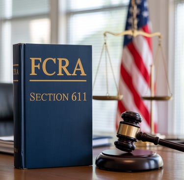 "FCRA Section 611 legal document highlighting consumer rights for Method of Verification requests"