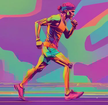 A large blue panel featuring a motivational quote in bold, yellow text is displayed at an exhibition. The quote encourages resilience and pride, specifically referencing Wembley. The area surrounding the panel includes other display stands and large windows.