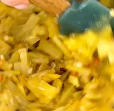 Combine potatoes and eggs