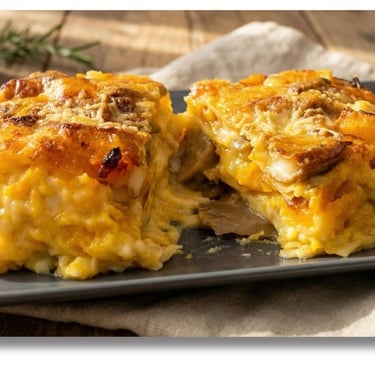 Creamy pumpkin lasagna - With béchamel, brie & mushrooms
