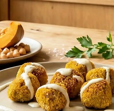 Vegetarian veggie balls made with pumpkin and chickpeas
