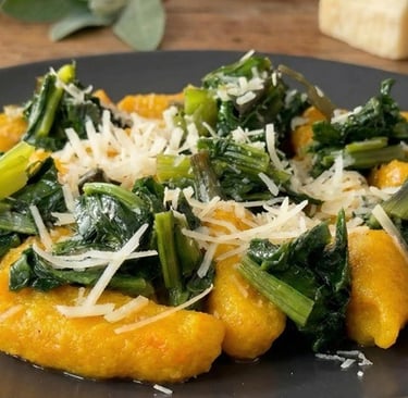 Vegetarian pumkin gnocchi made at home