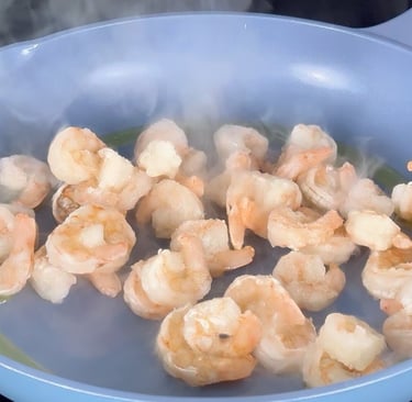 Sauté the shrimps for 2–3 minutes until just cooked