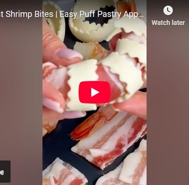 3 ingredients shrimp bites with puff pastry recipe