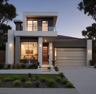 A modern home exterior showcasing energy-efficient design.
