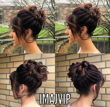 a woman with a very long hair and a very cute bunt