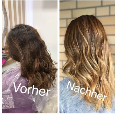 a woman's hair is shown before and after she is done