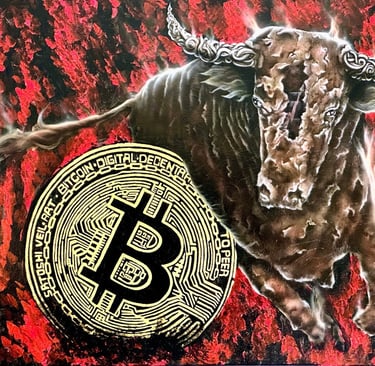 a bull with a bitcoin