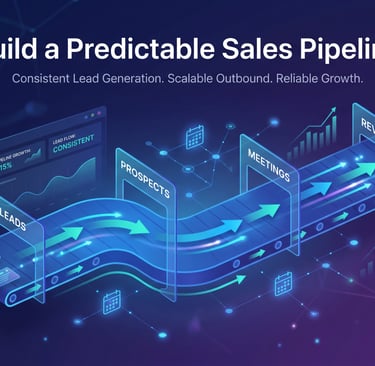Infographic showing a predictable sales pipeline for lead generation and revenue growth.