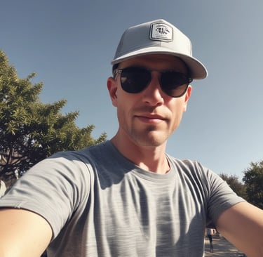 A satisfied customer admiring their new artwork.