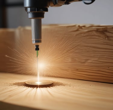 A rustic wooden sign with elegant laser engraving.