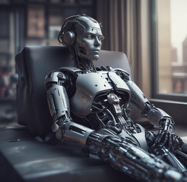 Woman holding smartphone with ai workspace logo.