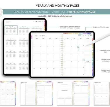 Best Way to Make Your Own Digital Planner  , building digital planner hyperlinks page Monthly yearly