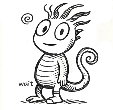 Zoodle, a gentle line-drawn character offering a calm, reassuring presence for parents of ADHD teens