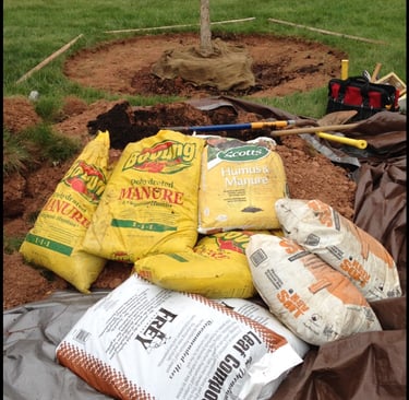 bags of composted fertilizers