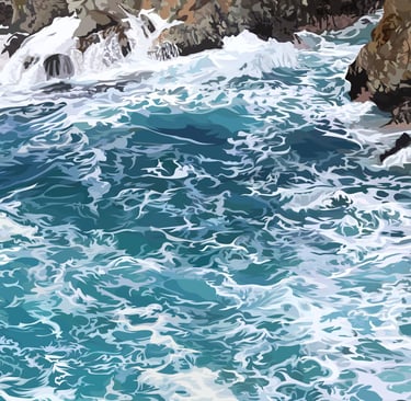 BIG SUR – Scenic California Coast Big Sur Art (vector hyperrealism) detail 2