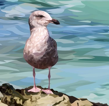 BIRD ROCK – 17 Mile Drive Art - hyperrealistic vector art - detail 5