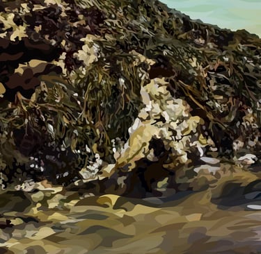 BIRD ROCK – 17 Mile Drive Art - hyperrealistic vector art - detail 3