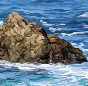 BIRD ROCK – 17 Mile Drive Art - hyperrealistic vector art - detail 2