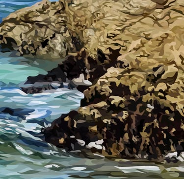 BIRD ROCK – 17 Mile Drive Art - hyperrealistic vector art - detail 4