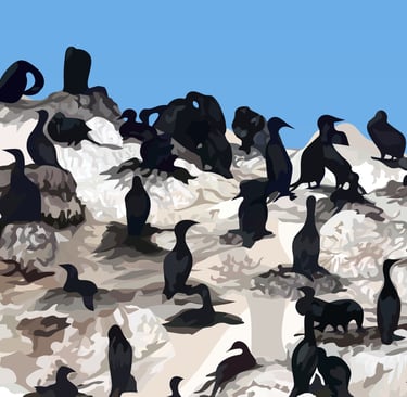 BIRD ROCK – 17 Mile Drive Art - hyperrealistic vector art - detail 1