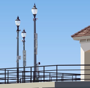 huntington beach pier illustration (vector hyperrealism - detail 1)
