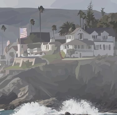Laguna Beach PIRATE TOWER vector art - detail 1
