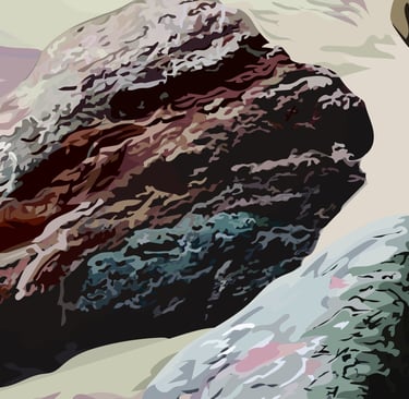 PURPLE SANDS OF TIME – Pfeiffer Beach Art (vector hyperrealism illustration) detail 1