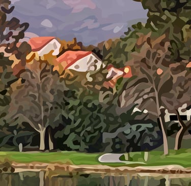 SANTA TRANQUILITY – Rancho Santa Margarita Lake Art Illustration detail 2
