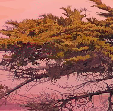 THE LONE CYPRESS – Lone Cypress Art (Vector Hyperrealism) detail 2
