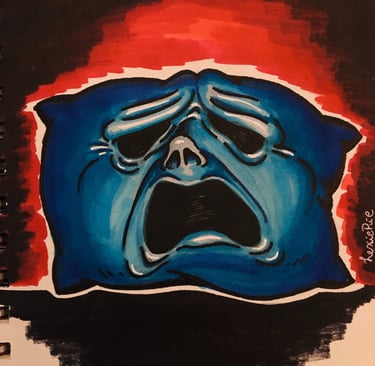 sad, distraught, scared, emotional pillow