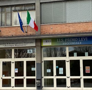 a building with a flag on the front of it