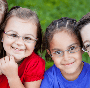 children wearing glasses