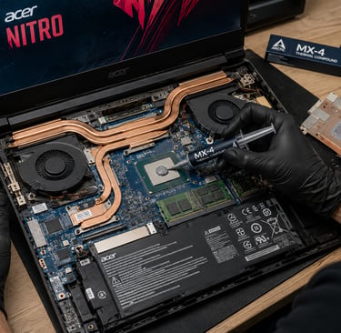 Acer laptop service Rijeka - technician replacing thermal paste on Nitro series