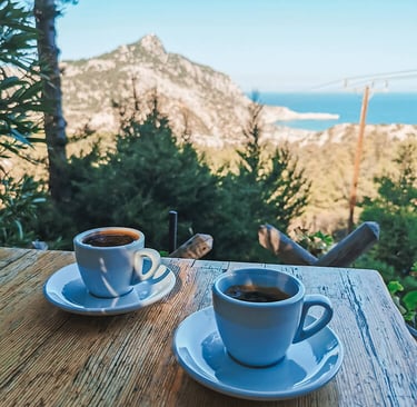 greek coffee with the view